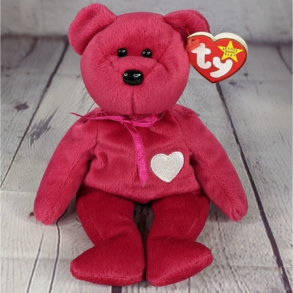 Authentic Rare TY BEANIE Baby "VALENTINA" Bear Retired w Tag Errors